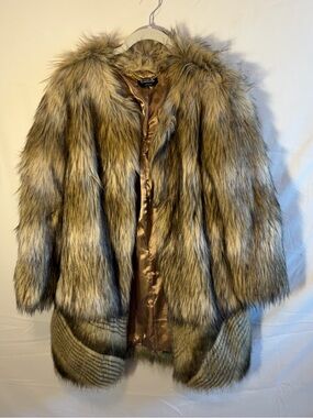 Bebe Y2K Faux Fur Long Statement Coat – Size Small
